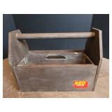 Wooden Red Toolbox with Tray
