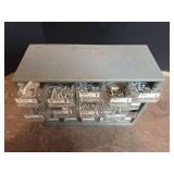 Metal Hardware Storage Cabinet with Contents