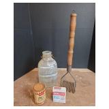 Kitchen Collectibles Set - Glass Jar, Masher, Tins