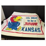 Kansas Jayhawks Decorative Throw and White Cotton Blanket.