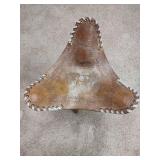 Decorative Leather Folding Stool with Horse and Carriage Design, Costa Rica, 20 tall x 14 wide