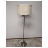 Vintage Traditional Bronze Three Light Floor Lamp with Ceramic and Cream Shade