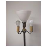 Vintage Traditional Bronze Three Light Floor Lamp with Ceramic and Cream Shade