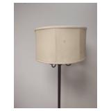 Vintage Traditional Bronze Three Light Floor Lamp with Ceramic and Cream Shade