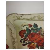 Vintage Four Floral Metal TV Trays with Stand, One Has Wheels