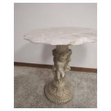 Italian Style Marble Top Side Table with Cherub Base, 20 Tall x 18 Wide
