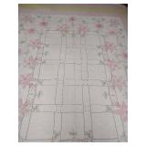 Vintage Hand Stitched Floral Quilt, Pink, Yellow and White, Full/Twin