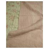 Vintage Hand Stitched Floral Quilt, Pink, Yellow and White, Full/Twin