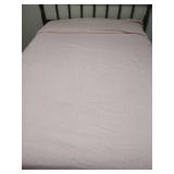 Vintage White Cotton Light Pink Chenille Bedspread with Fringe, Full Size