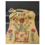 Vintage Handmade Floral Burlap Drawstring Shopping Bags from Nicaragua, Woven Textile Bags and More