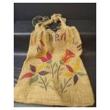 Vintage Handmade Floral Burlap Drawstring Shopping Bags from Nicaragua, Woven Textile Bags and More