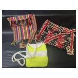 Vintage Handmade Floral Burlap Drawstring Shopping Bags from Nicaragua, Woven Textile Bags and More