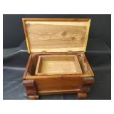 Handcrafted Wooden Storage Cedar Chest with Interior Removable Shelf, Fits in Table
