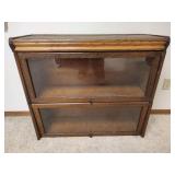 Oak Barrister Bookcase Section with Glass Fronts, 33.5 wide x 11.5 deep x 30 tall (Comes apart in Sections)