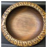 Hand Carved Decorative Wooden Bowl with Hand carved Bear Figure and Tulip Carved from Animal Horn