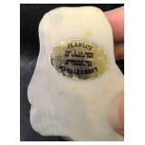 Hand Carved Decorative Wooden Bowl with Hand carved Bear Figure and Tulip Carved from Animal Horn