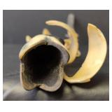 Hand Carved Decorative Wooden Bowl with Hand carved Bear Figure and Tulip Carved from Animal Horn