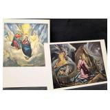 Mixed Art Print Postcard Collection with Surrealism and Religious Scenes
