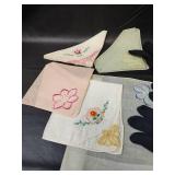 Vintage Ladies Accessory Set with Embroidered Handkerchiefs and Gloves