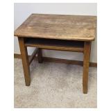 Antique Wooden School Desk with Storage Shelf