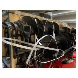 Unused Captok Set of 8 Excavator Implements: Rake, Ripper, Grabber, 12 inch Auger, 16 inch Auger, 8 Inch Narrow Bucket, 24 Inch Bucket, Auger Motor