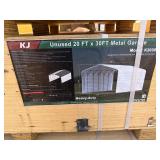 Unused KJ Metal K2030. 20x30x14 Fully Enclosed sides Carport.  Cream in Color.  I have this exact same structure here at Red Stag Auctions and it
