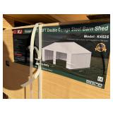 Unused KJ Metal K4525G  45x25x14 Double Garage in Cream - Walk through door only