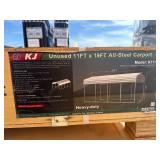 Unused KJ Metal K1119. 11x19x9 Metal Carport:  26 gauge Sheeting and 14 gauge frame