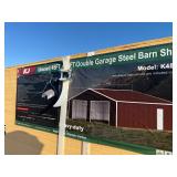 Unused KJ Metal K4525G  45x25x14 Double Garage in Red and Brown - Walk through door only