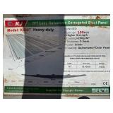 Unused KJ Metal K0311 7 foot long Corrugated Steel Panels - 100 sheets in this lot, Silver in Color