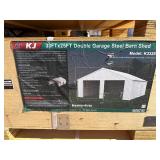 Unused KJ Metal K3325  33x25x14 Double Garage Steel Barn:  Cream in color, garage doors not included.