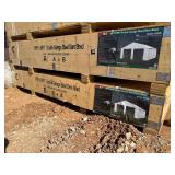 Unused KJ Metal K3325  33x25x14 Double Garage Steel Barn:  Cream in color, garage doors not included.