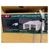 Unused KJ Metal K2545W  45x25x15 Metal Shop in Cream, 1 walkthrough door included, Garage door not included