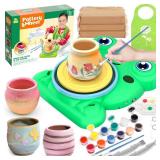 Aujazyble Pottery Wheel for Kids - Complete Pottery Painting Kit Arts and Crafts for Kids Ages 8-12 with 3 Pack Air Dry Clay Art Supplies Toys for Girls Boy Birthday Gift for 6 7 8 9 10 11 12+