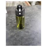 YARRAMATE 16oz/470ml Light-Blocking Dark Oil Sprayer for Cooking, 2 in 1 Olive Oil Dispenser Bottle for Kitchen, Premium Dark Green Glass Oil Bottle, Food-Grade Oil Mister for Air Fryer, BBQ (Black)