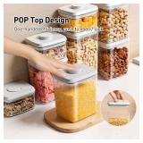 EQI Food Storage Containers with Lids,2.9Qt 2Pcs Airtight Pop Food Storage Containers, BPA-Free Stackable Kitchen Pantry Organizers and Storage, One Button Opening Flour and Sugar Container Sets