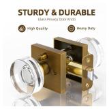 coolnews Crystal Door Knobs Antique Brass Door Knob Interior Privacy Door Knobs with Lock, Glass Door Knob Vintage Door Handle for Bedroom and Bathroom
