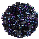 4500 Pcs SS6 2mm AB Flatback Rhinestones for Nails Art Crafts Glitter Round Shine Gems Crystals DIY Clothes Shoes Black-Bottom Purple Red AB