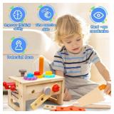 Mgtfbg Kids Tool Set - 29 PCS Wooden Toddler Tool with Box, Montessori STEM Educational Pretend Play Construction Toy for 2 3 4 5 6 Year Old Boys Girls, Best Birthday Gift