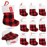 Pack Mini Christmas Stockings, 6-Inch, Red Buffalo Plaid Decoration Ornament