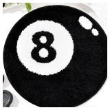 Panstar 24 Black and White 8 Ball Area Rug, Non Slip, Machine Washable, Y2K Room Decor