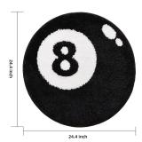 Panstar 24 Black and White 8 Ball Area Rug, Non Slip, Machine Washable, Y2K Room Decor
