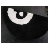 Panstar 24 Black and White 8 Ball Area Rug, Non Slip, Machine Washable, Y2K Room Decor