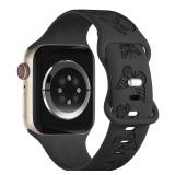 IKANFI Butterfly Engraved Bands Compatible with Apple Watch Band 49mm 46mm 45mm 44mm 42mm Women, Silicone Sport Strap for iWatch Series SE 10 9 8 7 6 5 4 3 2 1.BK42