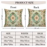 BUAEL Boho Floral Throw Pillow Covers 20x20 inch Set of 2,Boho Rug Geometric Floral Pattern Decor Double Sided Pattern Cushion Cover Soft Pillow Case Living Sofa Room Bed Square Pillow Cover