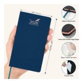 BEZEND Pocket Monthly Planner 2026 for Purse (3.5 x 6.5) 14-Months Super Thin Calendar Book (Dec 25 - Jan 27), Slim Palm Size with Gilded Paper Edge & PU Leather Softcover in Prussian Blue