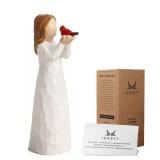 JQKBST Angel Cardinal Figurines Gift for Women, Messenger, Sympathy Gifts for Loss of Loved One, Sculpted Hand-Painted Figure Statue Home Decor
