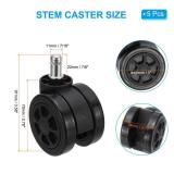 PATIKIL 3 Inch Office Chair Wheel Replacement, 5 Pack Desk Chair Wheels with 7/16 x 7/8 Quite Rolling Caster Wheels 154 Lbs Per Wheel for Wood Floors Carpet, Black