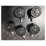 PATIKIL 3 Inch Office Chair Wheel Replacement, 5 Pack Desk Chair Wheels with 7/16 x 7/8 Quite Rolling Caster Wheels 154 Lbs Per Wheel for Wood Floors Carpet, Black