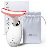 LuxeSkin 7 Color LED Red Light Therapy Facial Massager for Face and Neck, Electric Facial Tool for Skin Care with Vibration, Warm Mode & Travel Bag